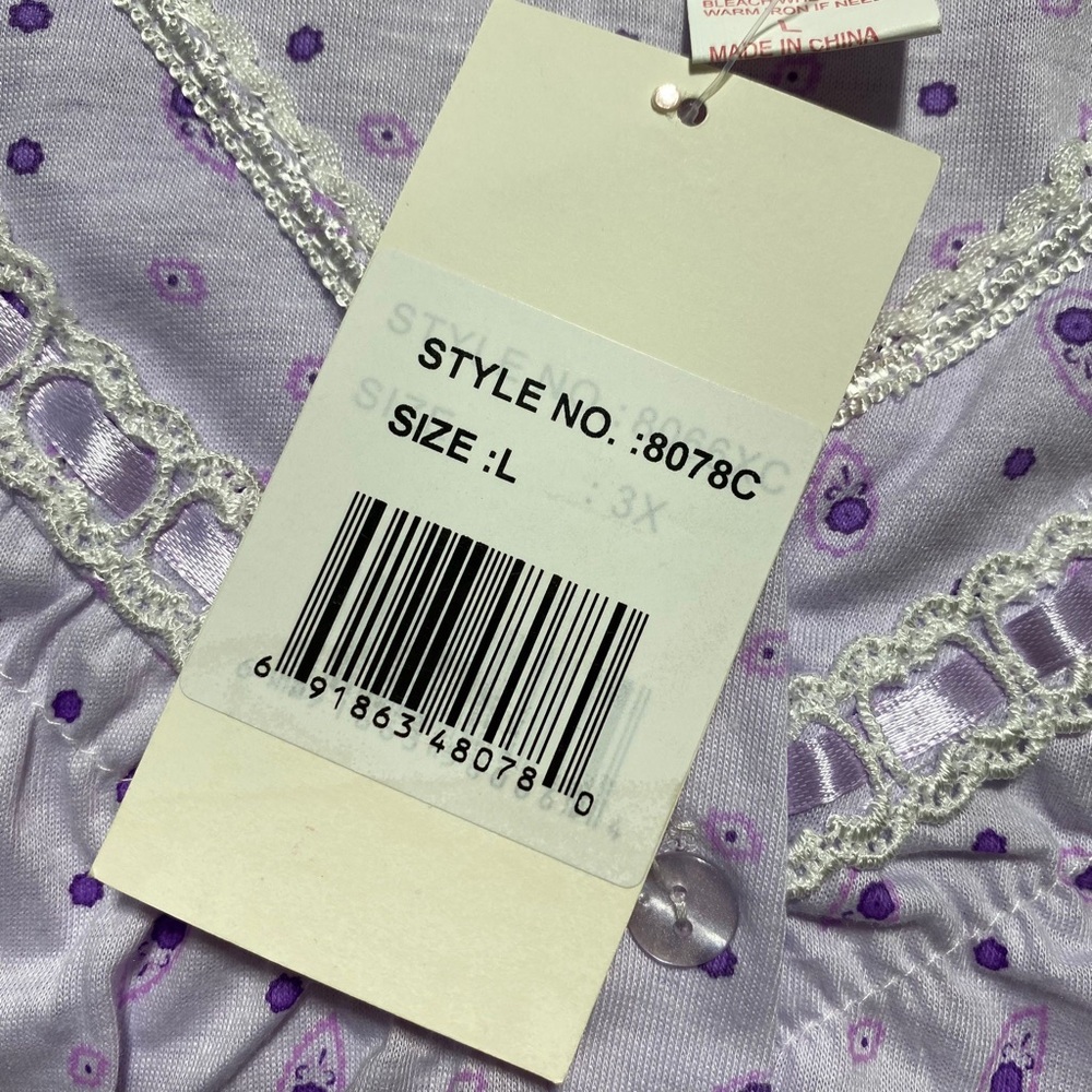 Pink Label By Lati Fashion Womens Paisley And Floral Pajama Top Large Purple - Picture 7 of 8